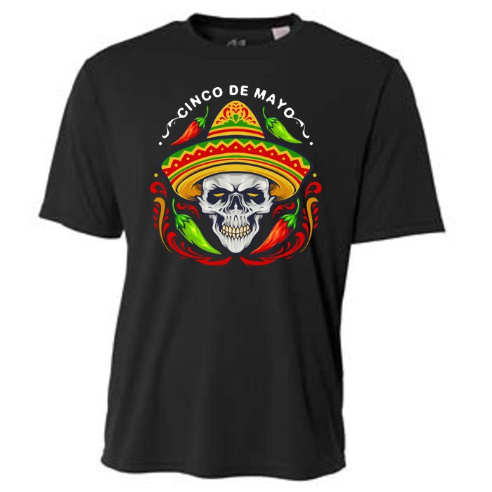 Cinco De Mayo Hot Chili Peppers Skull Cooling Performance Crew T-Shirt