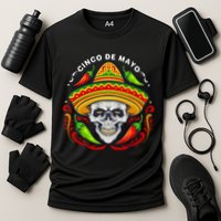 Cinco De Mayo Hot Chili Peppers Skull Cooling Performance Crew T-Shirt