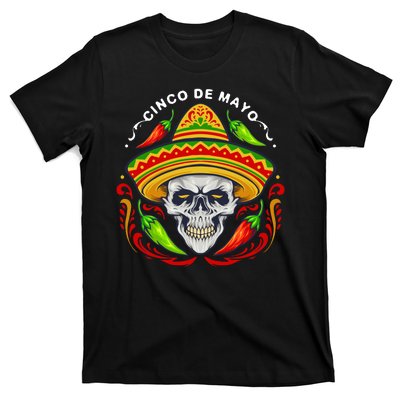 Cinco De Mayo Hot Chili Peppers Skull T-Shirt