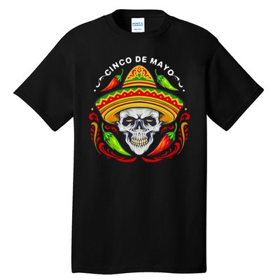 Cinco De Mayo Hot Chili Peppers Skull Tall T-Shirt