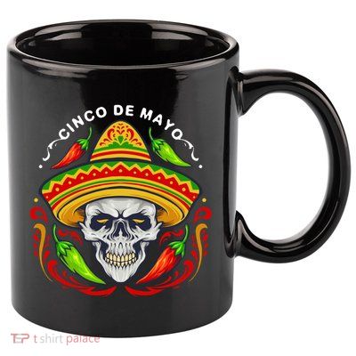 Cinco De Mayo Hot Chili Peppers Skull 11oz C Handle Ceramic Mug