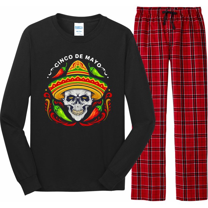 Cinco De Mayo Hot Chili Peppers Skull Long Sleeve Pajama Set