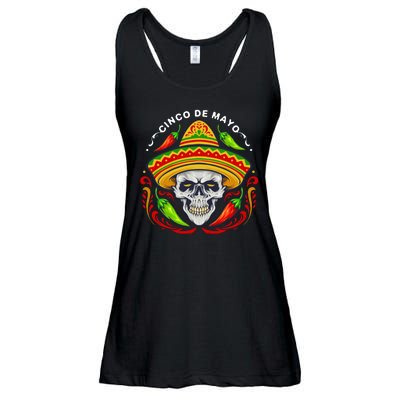 Cinco De Mayo Hot Chili Peppers Skull Ladies Essential Flowy Tank