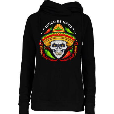 Cinco De Mayo Hot Chili Peppers Skull Womens Funnel Neck Pullover Hood