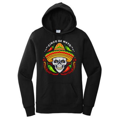 Cinco De Mayo Hot Chili Peppers Skull Women's Pullover Hoodie