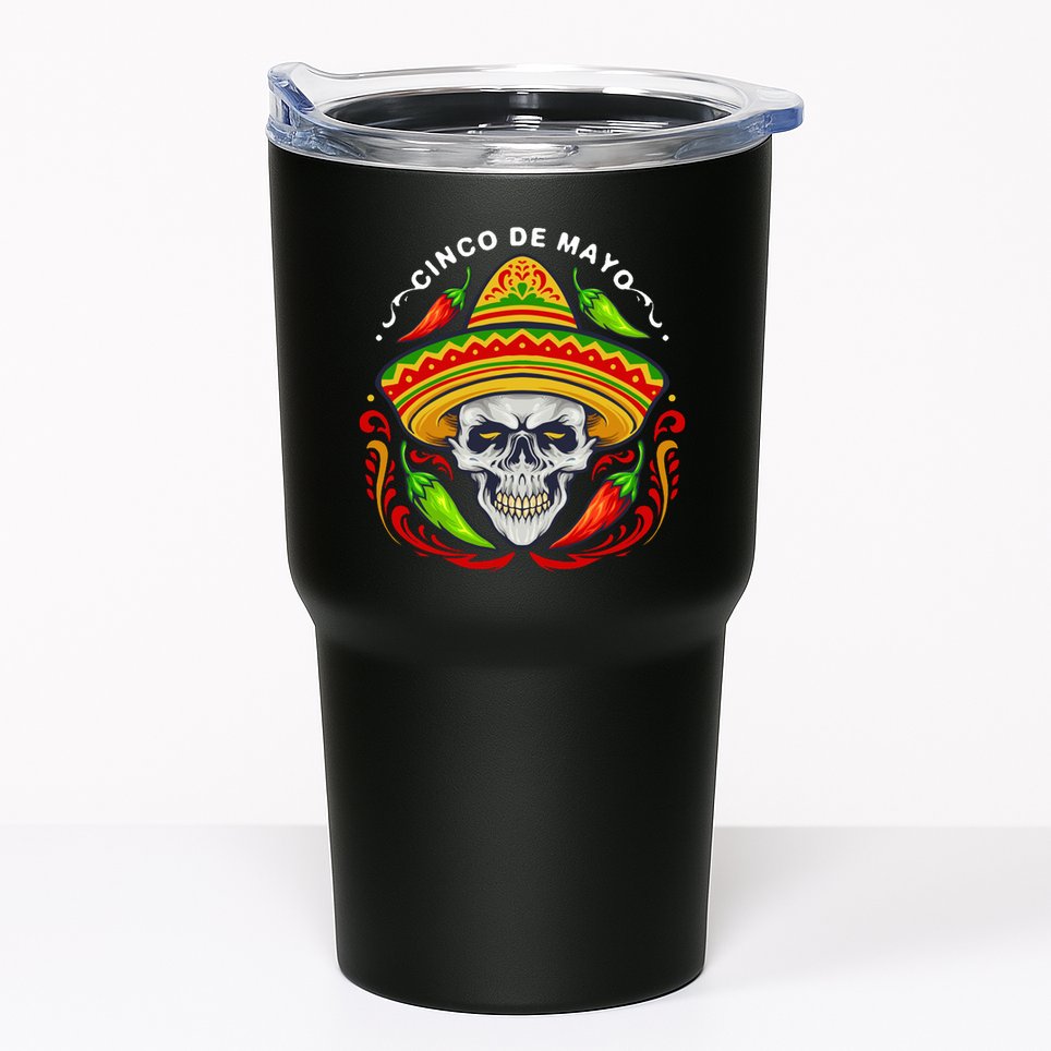 Cinco De Mayo Hot Chili Peppers Skull Tumbler