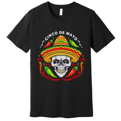 Cinco De Mayo Hot Chili Peppers Skull Premium T-Shirt