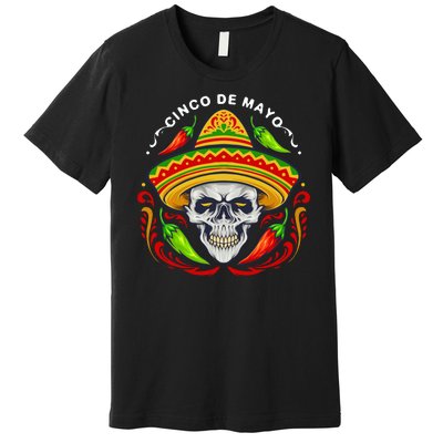 Cinco De Mayo Hot Chili Peppers Skull Premium T-Shirt