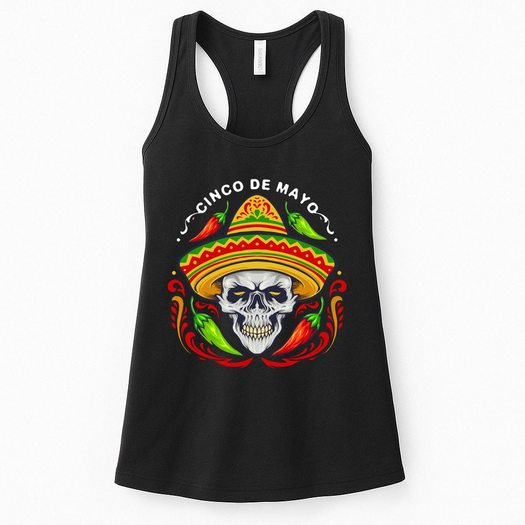 Cinco De Mayo Hot Chili Peppers Skull Womens Tank Top