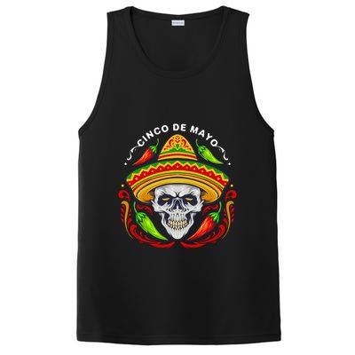Cinco De Mayo Hot Chili Peppers Skull PosiCharge Competitor Tank
