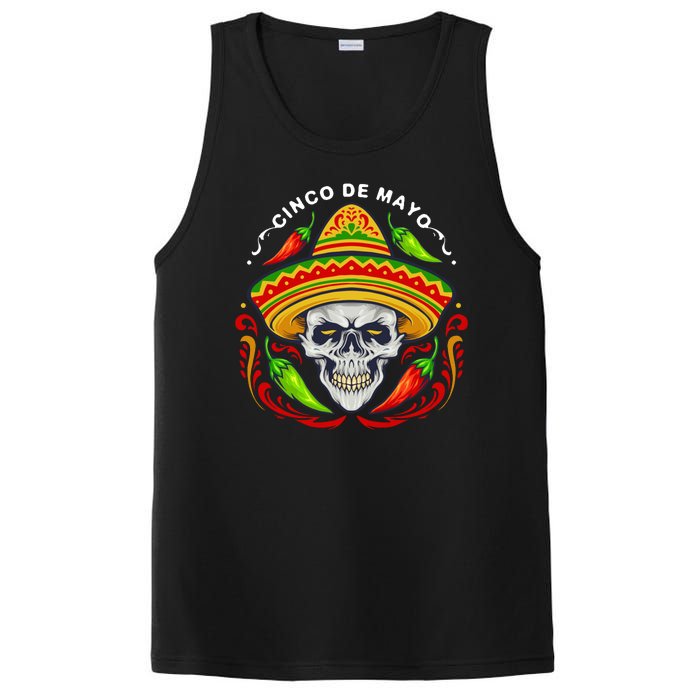 Cinco De Mayo Hot Chili Peppers Skull PosiCharge Competitor Tank