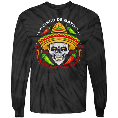 Cinco De Mayo Hot Chili Peppers Skull Tie-Dye Long Sleeve Shirt