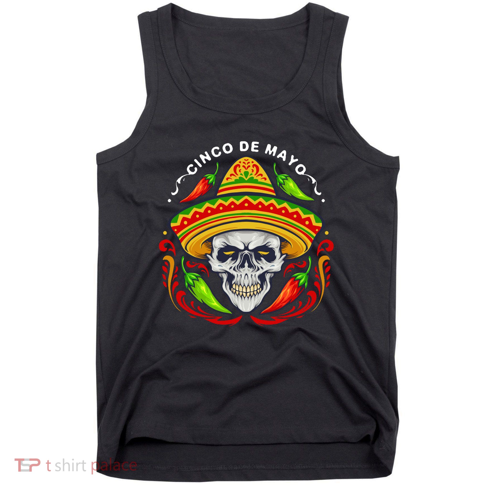 Cinco De Mayo Hot Chili Peppers Skull Tank Top