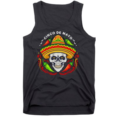 Cinco De Mayo Hot Chili Peppers Skull Tank Top