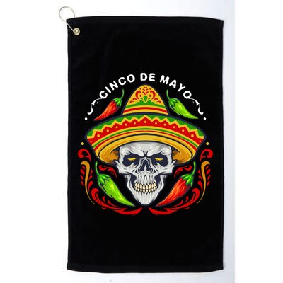 Cinco De Mayo Hot Chili Peppers Skull Golf Towel