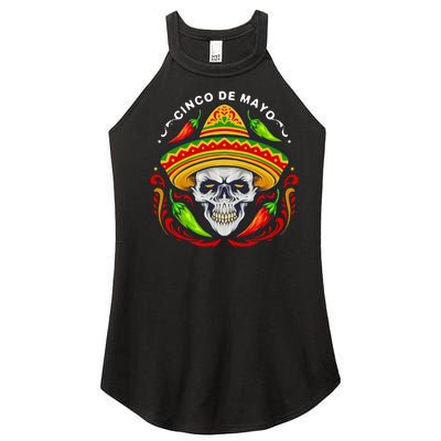 Cinco De Mayo Hot Chili Peppers Skull Women's Perfect Tri Rocker Tank