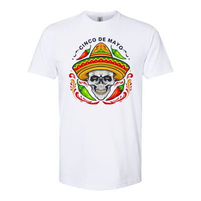 Cinco De Mayo Hot Chili Peppers Skull Softstyle CVC T-Shirt