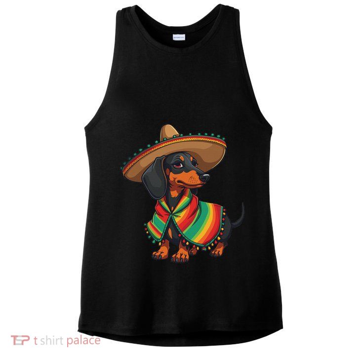 Cinco De Mayo For Dog Lover Funny Mexican Hat Dog Ladies PosiCharge Tri-Blend Wicking Tank