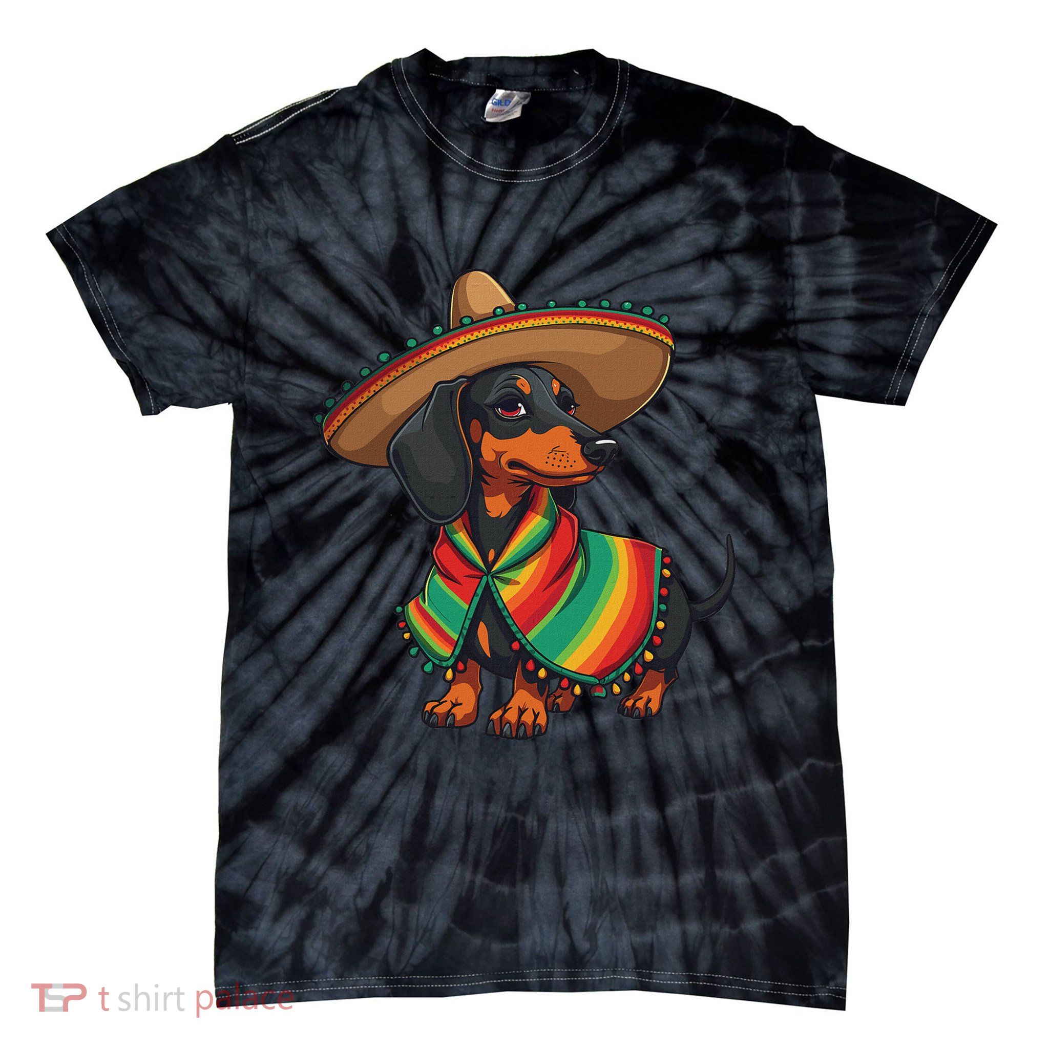 Cinco De Mayo For Dog Lover Funny Mexican Hat Dog Tie-Dye T-Shirt