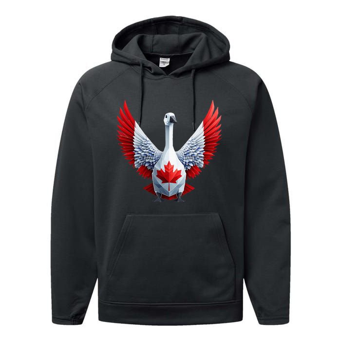 Canada Day Maple Leaf Bird Performance Fleece Hoodie