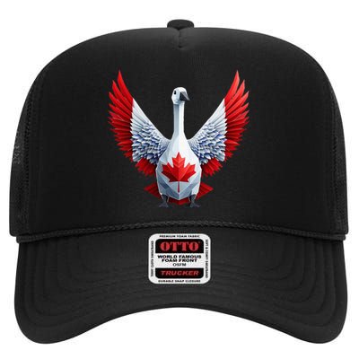 Canada Day Maple Leaf Bird High Crown Mesh Back Trucker Hat