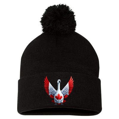 Canada Day Maple Leaf Bird Pom Pom 12in Knit Beanie