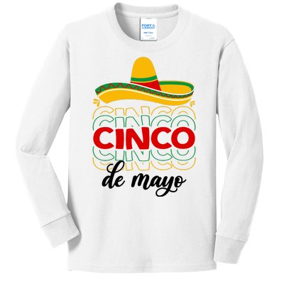 Cinco De Mayo Fiesta Retro Kids Long Sleeve Shirt