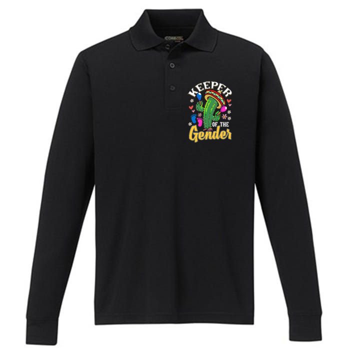 Cinco De Mayo Baby Shower Gender Reveal Keeper Of The Gender Performance Long Sleeve Polo