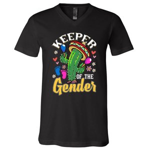 Cinco De Mayo Baby Shower Gender Reveal Keeper Of The Gender V-Neck T-Shirt