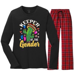 Cinco De Mayo Baby Shower Gender Reveal Keeper Of The Gender Women's Long Sleeve Flannel Pajama Set 