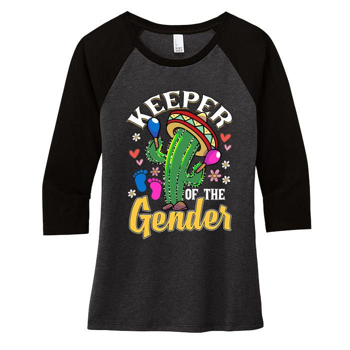 Cinco De Mayo Baby Shower Gender Reveal Keeper Of The Gender Women's Tri-Blend 3/4-Sleeve Raglan Shirt