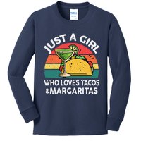 Cinco De Mayo Girl Love Tacos Margaritas Funny Mexican Kids Long Sleeve Shirt