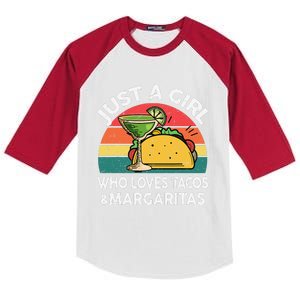 Cinco De Mayo Girl Love Tacos Margaritas Funny Mexican Kids Colorblock Raglan Jersey