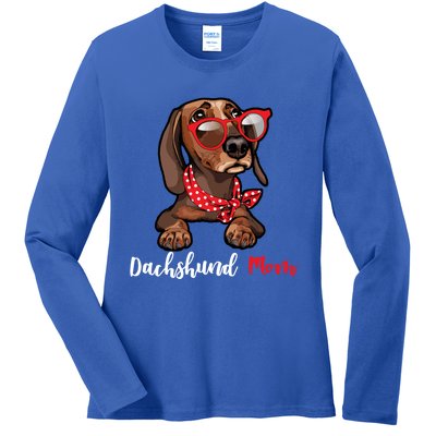 Cute Dachshund Mom Dogs Lovers Glasses For Mothers Day Cool Gift Ladies Long Sleeve Shirt