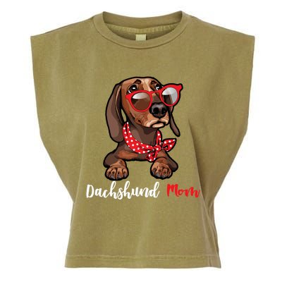 Cute Dachshund Mom Dogs Lovers Glasses For Mothers Day Cool Gift Garment-Dyed Women's Muscle Tee