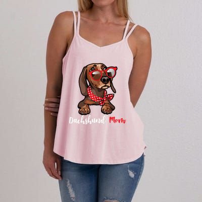 Cute Dachshund Mom Dogs Lovers Glasses For Mothers Day Cool Gift Women's Strappy Tank