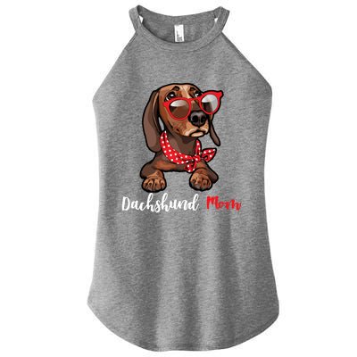 Cute Dachshund Mom Dogs Lovers Glasses For Mothers Day Cool Gift Women’s Perfect Tri Rocker Tank