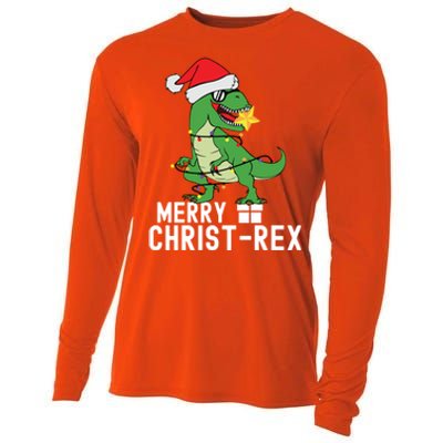 Christmas Dinosaur Merry Christrex Tree Rex Christmas Cute Gift Cooling Performance Long Sleeve Crew