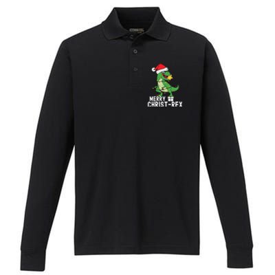 Christmas Dinosaur Merry Christrex Tree Rex Christmas Cute Gift Performance Long Sleeve Polo