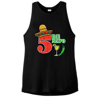 Cinco De Mayo 5 Cinco De Mayo Mexican Fiesta Party Ladies PosiCharge Tri-Blend Wicking Tank