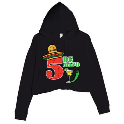 Cinco De Mayo 5 Cinco De Mayo Mexican Fiesta Party Crop Fleece Hoodie