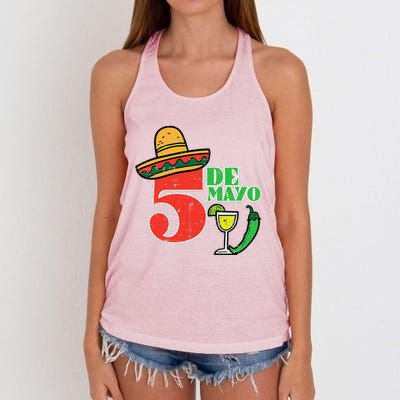 Cinco De Mayo 5 Cinco De Mayo Mexican Fiesta Party Women's Knotted Racerback Tank