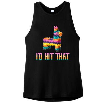 Cinco de Mayo Funny Pinata I'D HIT THAT Ladies PosiCharge Tri-Blend Wicking Tank