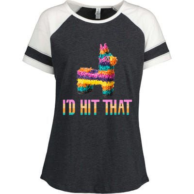 Cinco de Mayo Funny Pinata I'D HIT THAT Enza Ladies Jersey Colorblock Tee