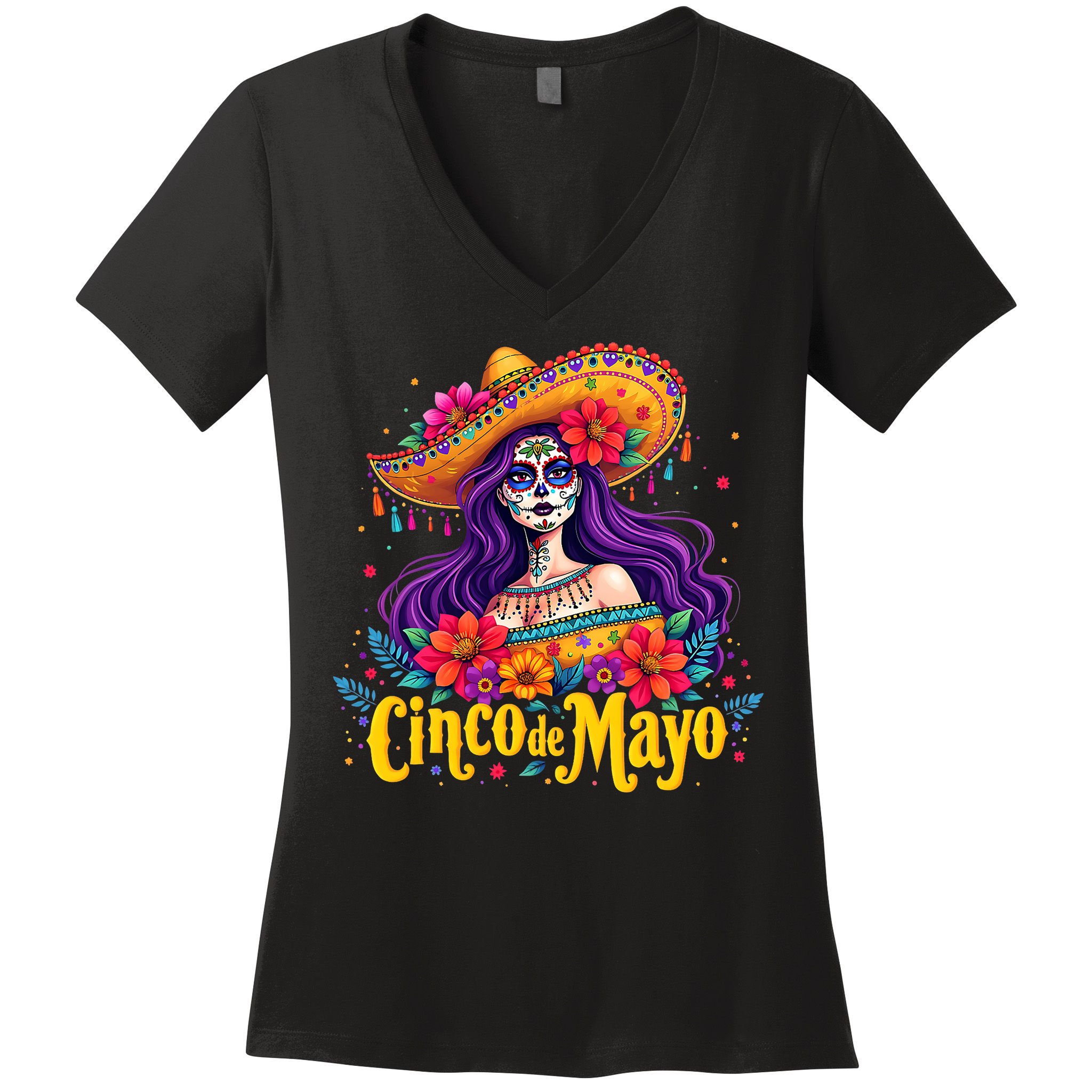 Cinco De Mayo 2025 Mexican Fiesta 5 De Mayo Girl Women Women's V-Neck T-Shirt