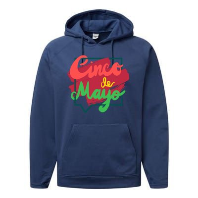 Cinco De Mayo Text Celebration Performance Fleece Hoodie