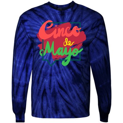 Cinco De Mayo Text Celebration Tie-Dye Long Sleeve Shirt