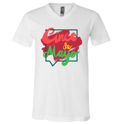 Cinco De Mayo Text Celebration V-Neck T-Shirt