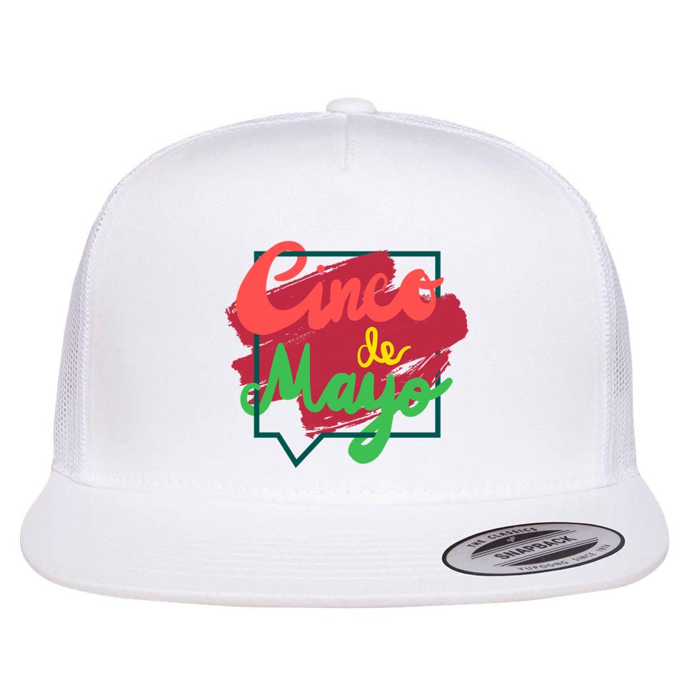 Cinco De Mayo Text Celebration Flat Bill Trucker Hat