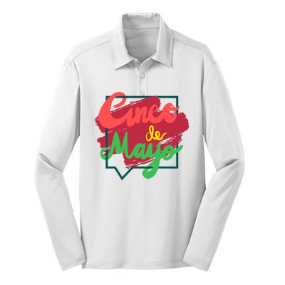 Cinco De Mayo Text Celebration Silk Touch Performance Long Sleeve Polo